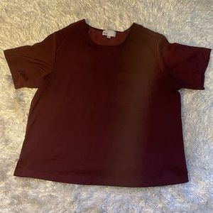Burgundy silk business casual shirt